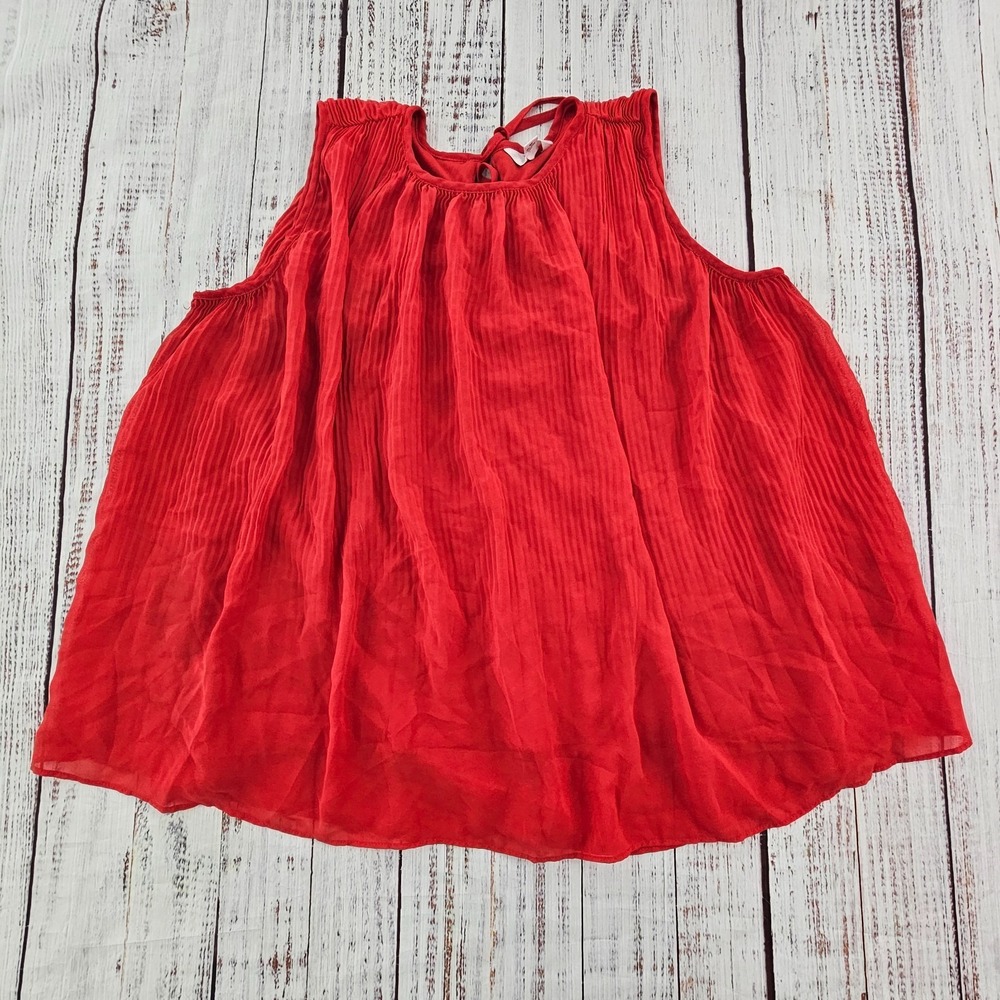 Time and True Red Accordian Pleat Sleeveless Swing Top Women's M - Picture 1 of 9